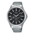 Pulsar Men's Solar Watch with Silver-Tone Bracelet and Black Dial from Pedre